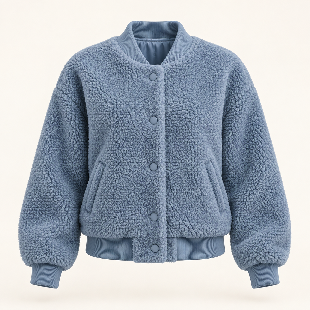 Dusty blue Dusk Nest Jacket, front view