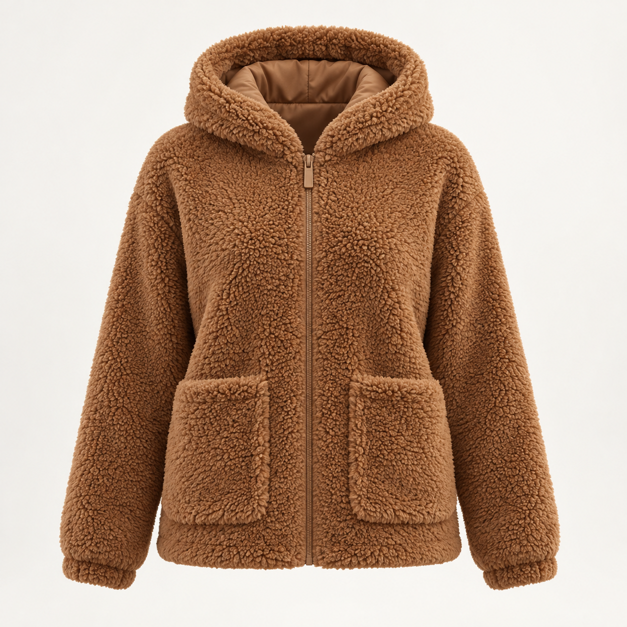 Caramel Hearth Hooded Jacket, front view
