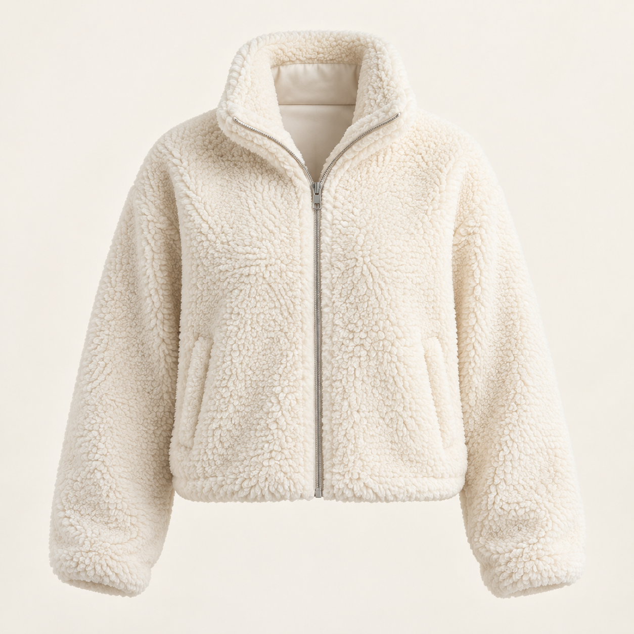 Ivory Moonlight Zip Jacket, front view